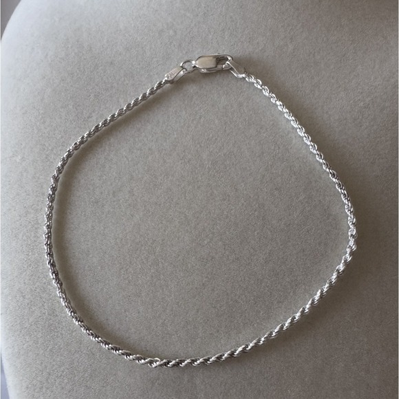925 Sterling Silver Diamond Cut 8" Rope Chain Bracelet .925 Italy 2.5mm NEW - Picture 5 of 5